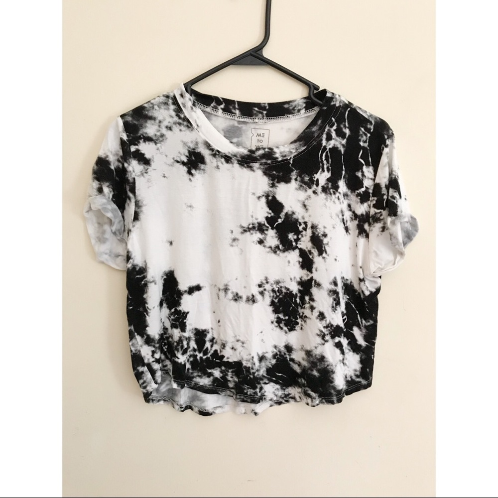 Black and White Tie Dye Crop Top